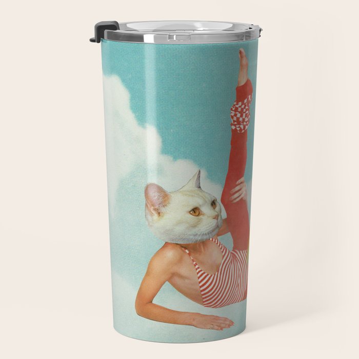 Kitty Cat's Rainbow Workout - Retro Cat Travel Mug Gallery Image 3