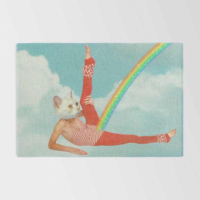 Kitty Cat's Rainbow Workout - Retro Cat Rug Gallery Image 2