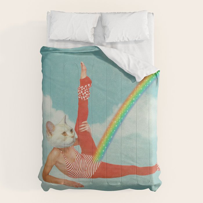 Kitty Cat's Rainbow Workout - Retro Cat Comforter Gallery Image 6