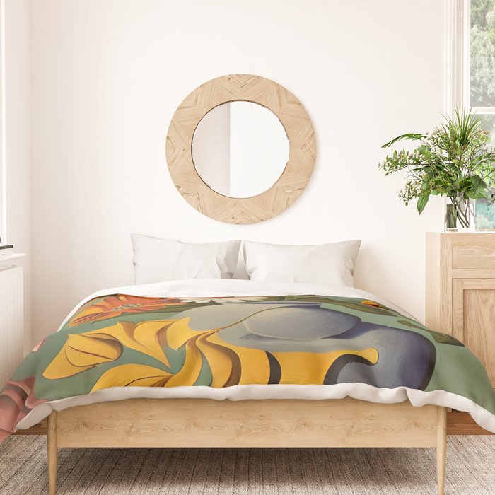 Quirky Abstract Vintage Retro Floral Duvet Cover Gallery Image 3
