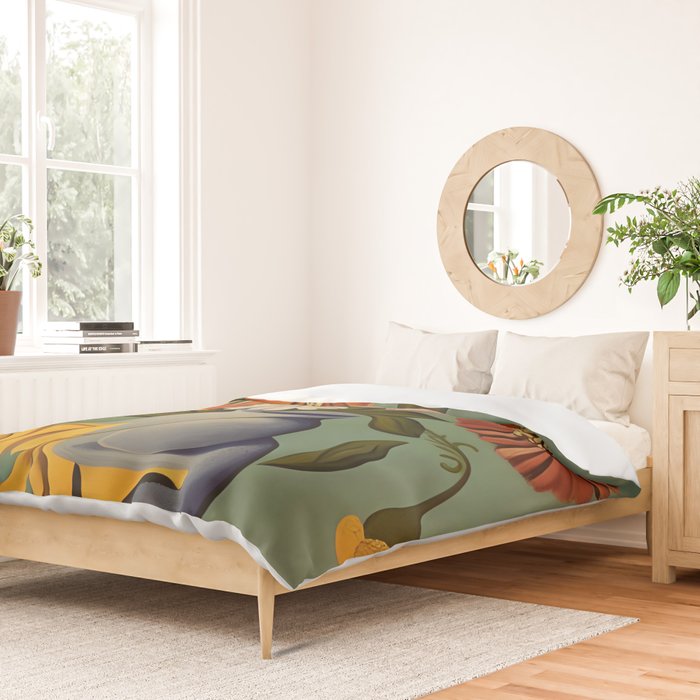 Quirky Abstract Vintage Retro Floral Duvet Cover Gallery Image 2