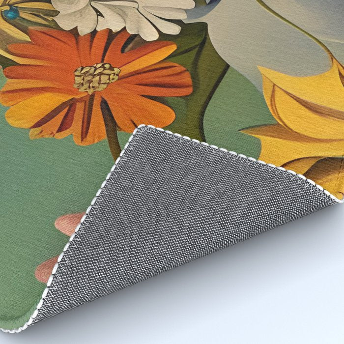 Quirky Abstract Vintage Retro Floral Rug Gallery Image 4