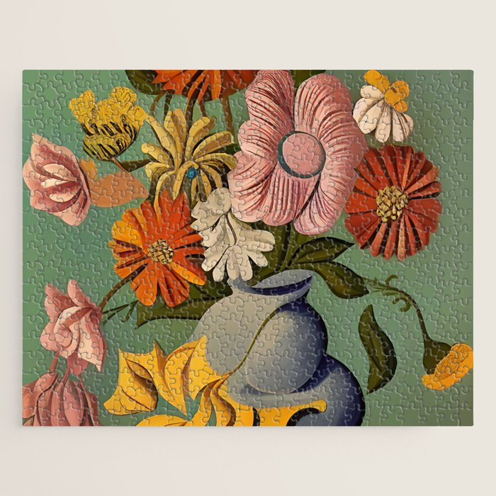Quirky Abstract Vintage Retro Floral Jigsaw Puzzle Gallery Image 1