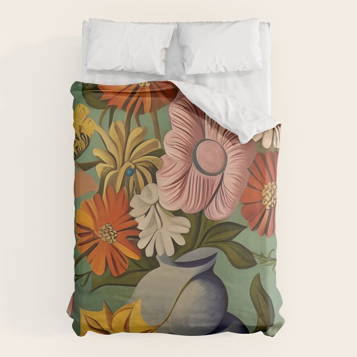 Quirky Abstract Vintage Retro Floral Duvet Cover Gallery Image 6