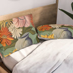 Quirky Abstract Vintage Retro Floral Pillow Sham Gallery Image 2