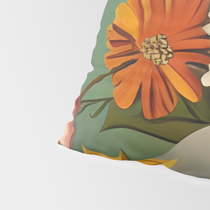 Quirky Abstract Vintage Retro Floral Pillow Sham Gallery Image 4