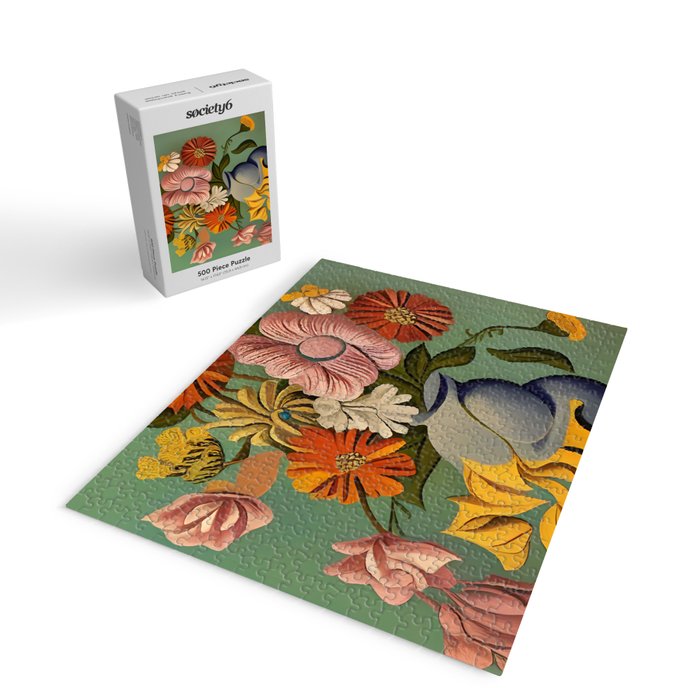 Quirky Abstract Vintage Retro Floral Jigsaw Puzzle Gallery Image 2