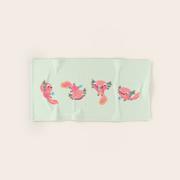 Umpearl - Axolotl with magic pearl Bath Towel Gallery Image 1