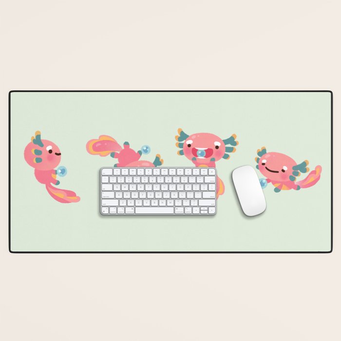 Umpearl - Axolotl with magic pearl Desk Mat Gallery Image 1