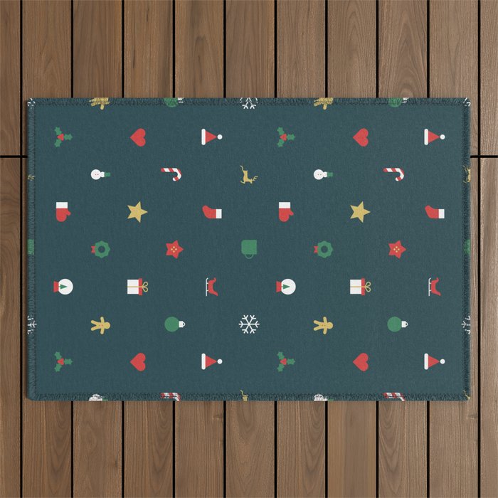 Geometric christmas decoration pattern Outdoor Rug Gallery Image 1