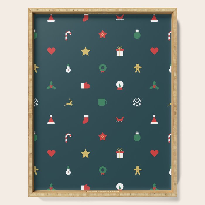 Geometric christmas decoration pattern Serving Tray Gallery Image 1