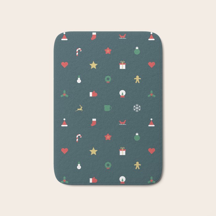 Geometric christmas decoration pattern Bath Mat Gallery Image 1