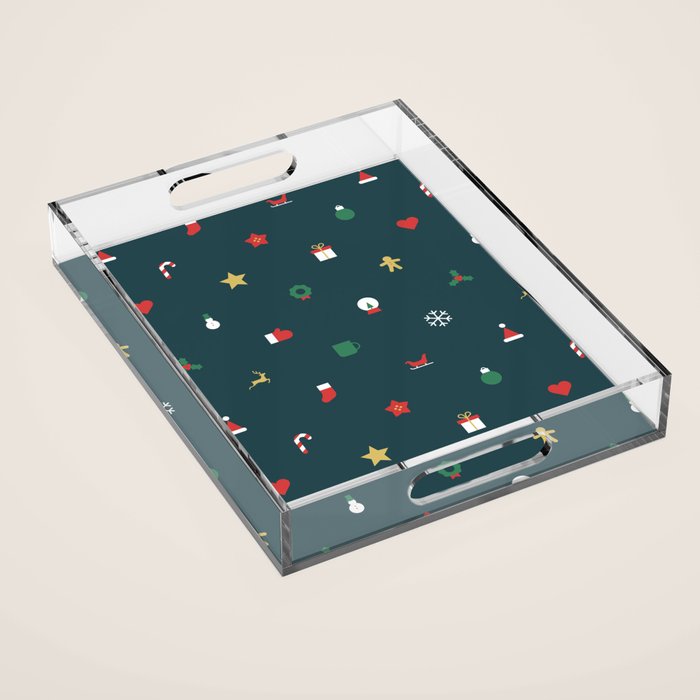 Geometric christmas decoration pattern Acrylic Tray Gallery Image 1