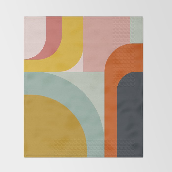 mid mod geometric shapes summer Throw Blanket Gallery Image 2