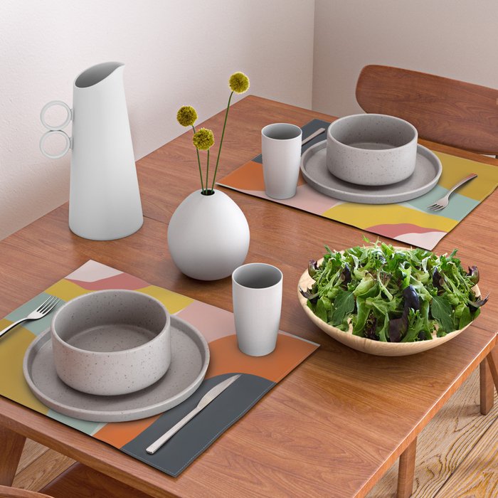 mid mod geometric shapes summer Placemat Gallery Image 2