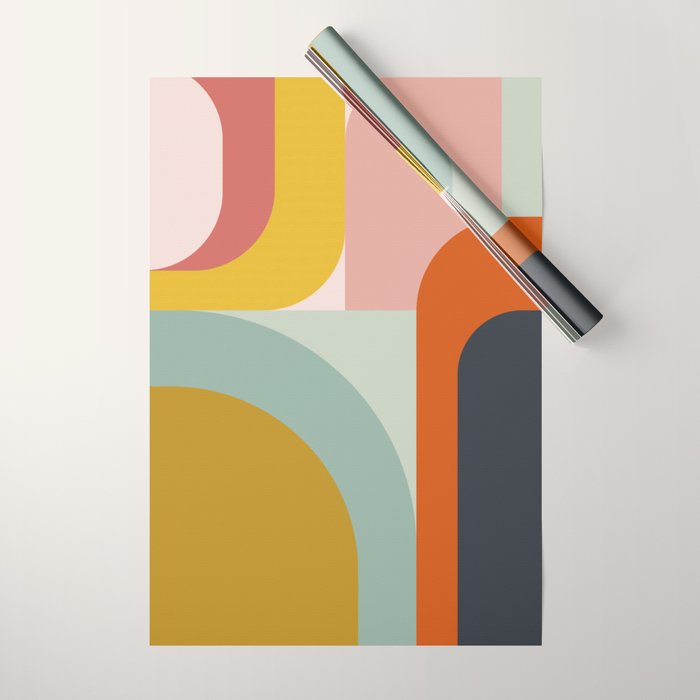 mid mod geometric shapes summer Wrapping Paper Gallery Image 1