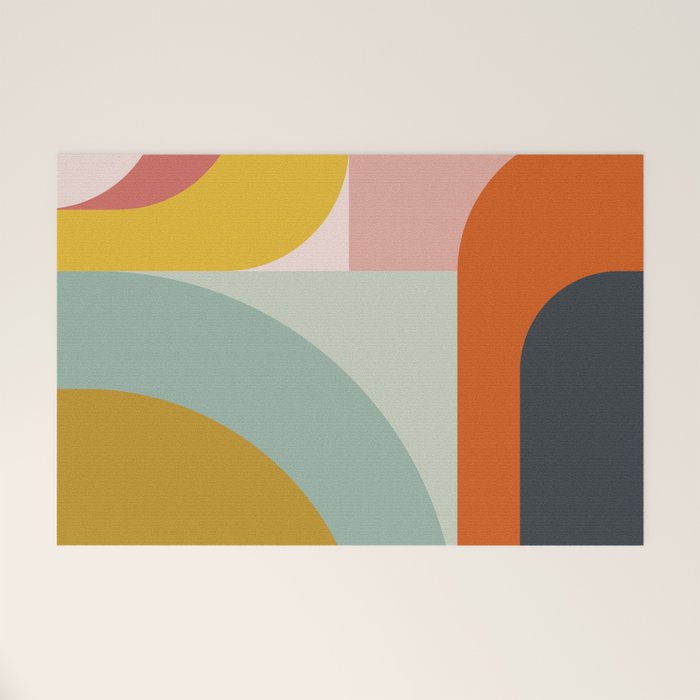 mid mod geometric shapes summer Welcome Mat Gallery Image 1