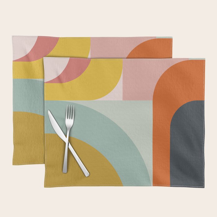 mid mod geometric shapes summer Placemat Gallery Image 1