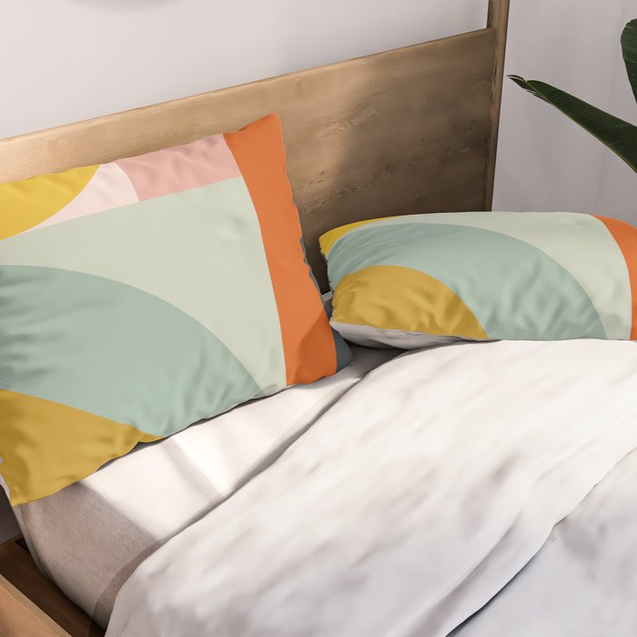 mid mod geometric shapes summer Pillow Sham Gallery Image 2