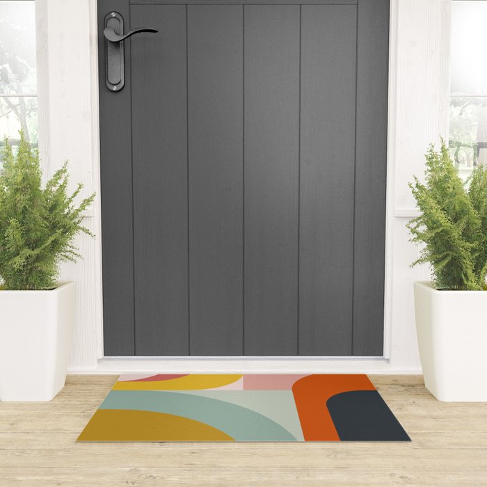 mid mod geometric shapes summer Welcome Mat Gallery Image 3