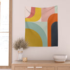 mid mod geometric shapes summer Wall Tapestry Gallery Image 2
