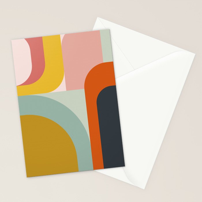 mid mod geometric shapes summer Stationery Card Gallery Image 2
