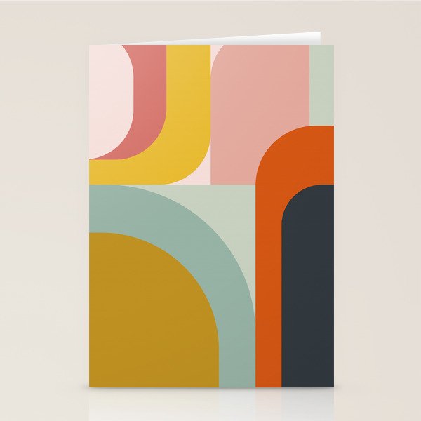 mid mod geometric shapes summer Stationery Card Gallery Image 2