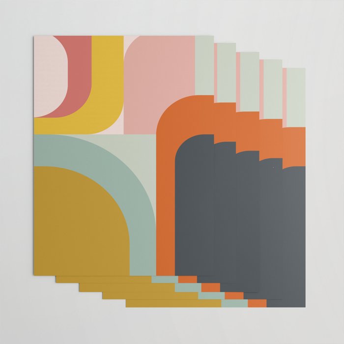mid mod geometric shapes summer Wrapping Paper Gallery Image 3