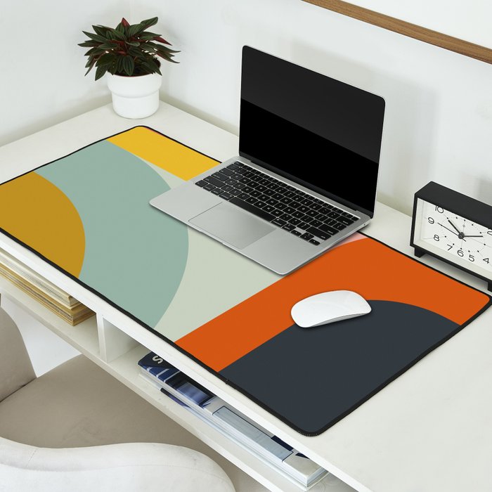 mid mod geometric shapes summer Desk Mat Gallery Image 2