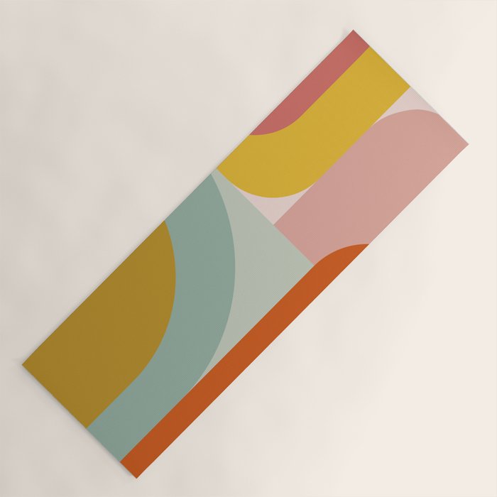 mid mod geometric shapes summer Yoga Mat Gallery Image 1