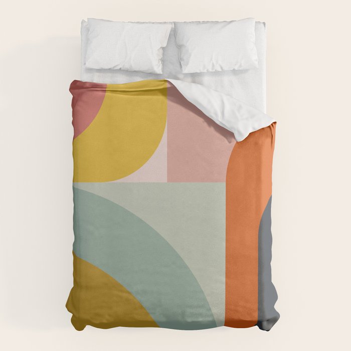 mid mod geometric shapes summer Duvet Cover Gallery Image 6