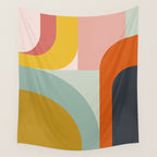 mid mod geometric shapes summer Wall Tapestry Gallery Image 4
