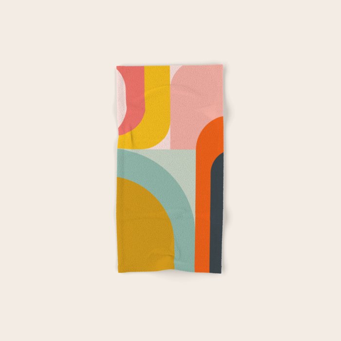 mid mod geometric shapes summer Bath Towel Gallery Image 1