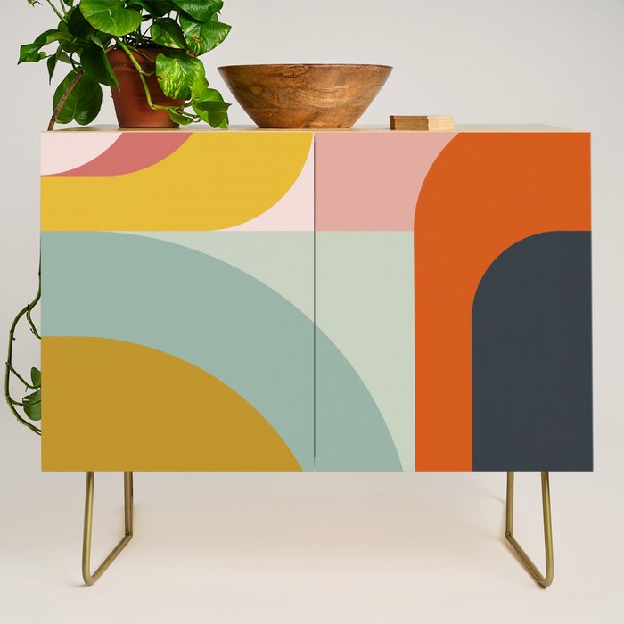 mid mod geometric shapes summer Credenza Gallery Image 1