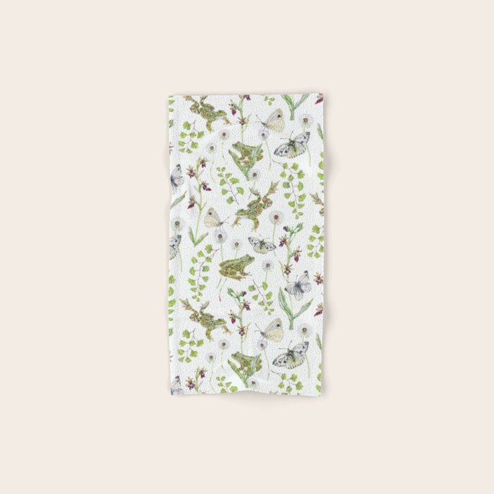 Spring Frogs and Orchids - Light Green Bath Towel Gallery Image 1