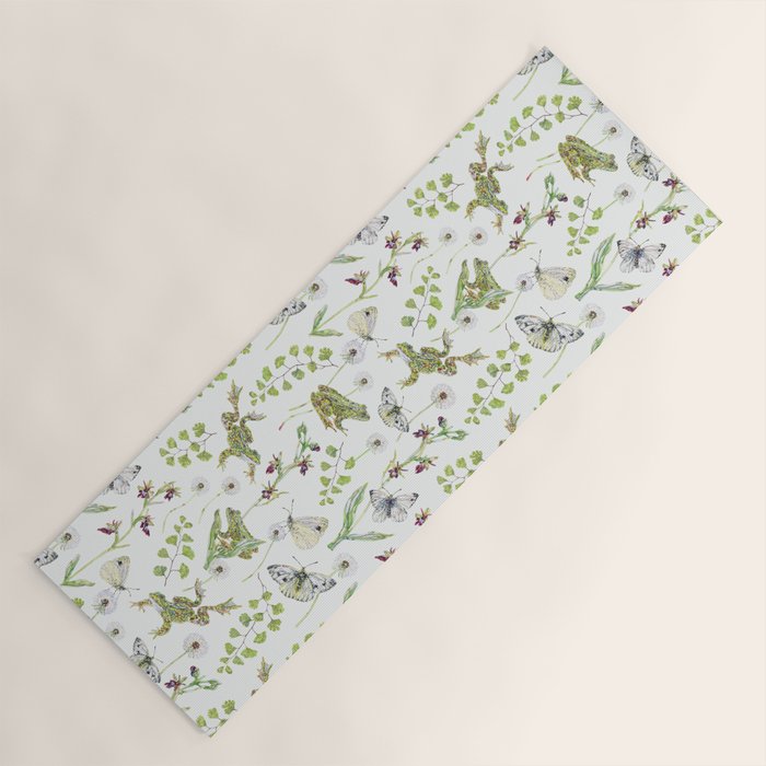 Spring Frogs and Orchids - Light Green Yoga Mat Gallery Image 1