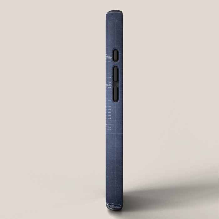 Apollo 11 Saturn V Blueprint in High Resolution (dark blue) iPhone Case Gallery Image 2