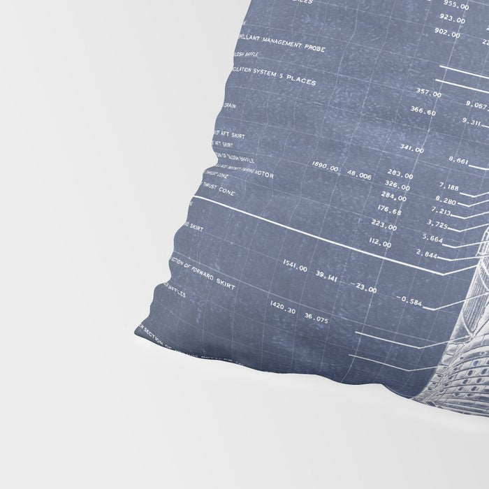 Apollo 11 Saturn V Blueprint in High Resolution (dark blue) Pillow Sham Gallery Image 4