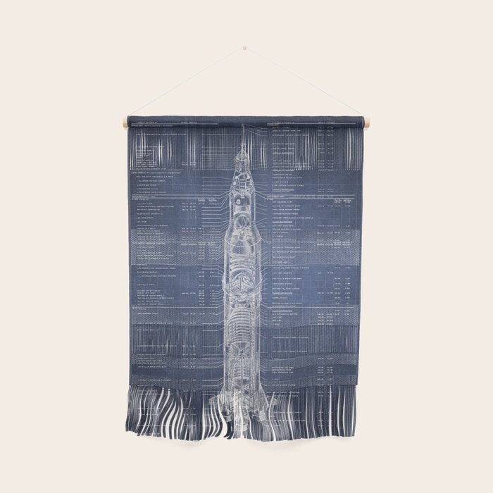 Apollo 11 Saturn V Blueprint in High Resolution (dark blue) Wall Hanging Gallery Image 1