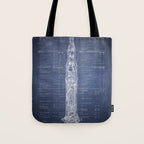 Apollo 11 Saturn V Blueprint in High Resolution (dark blue) Tote Bag Gallery Image 1