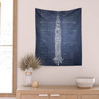 Apollo 11 Saturn V Blueprint in High Resolution (dark blue) Wall Tapestry Gallery Image 2