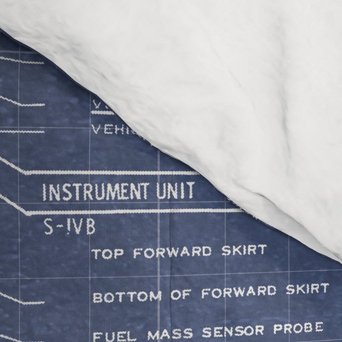 Apollo 11 Saturn V Blueprint in High Resolution (dark blue) Comforter Gallery Image 4