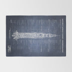Apollo 11 Saturn V Blueprint in High Resolution (dark blue) Rug Gallery Image 2