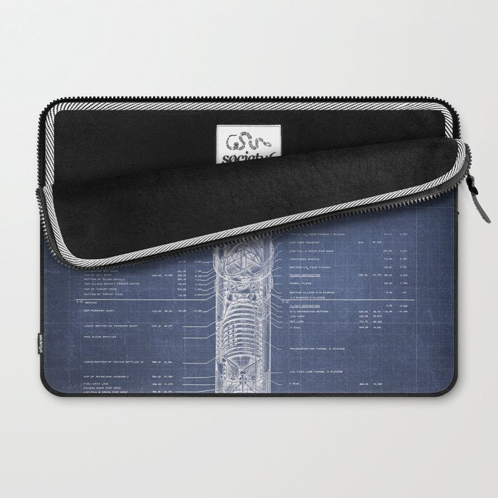 Apollo 11 Saturn V Blueprint in High Resolution (dark blue) Laptop Sleeve Gallery Image 2