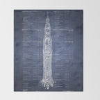 Apollo 11 Saturn V Blueprint in High Resolution (dark blue) Throw Blanket Gallery Image 2