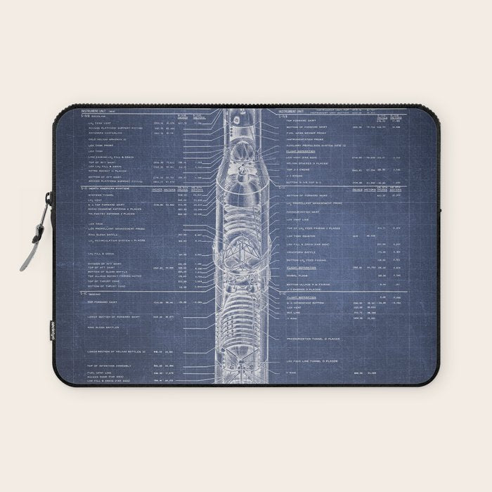 Apollo 11 Saturn V Blueprint in High Resolution (dark blue) Laptop Sleeve Gallery Image 1