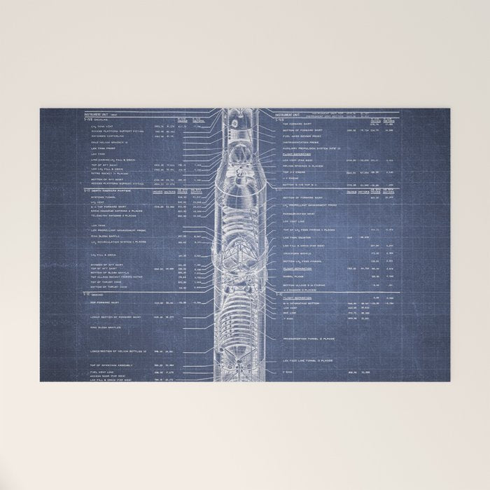 Apollo 11 Saturn V Blueprint in High Resolution (dark blue) Welcome Mat Gallery Image 1