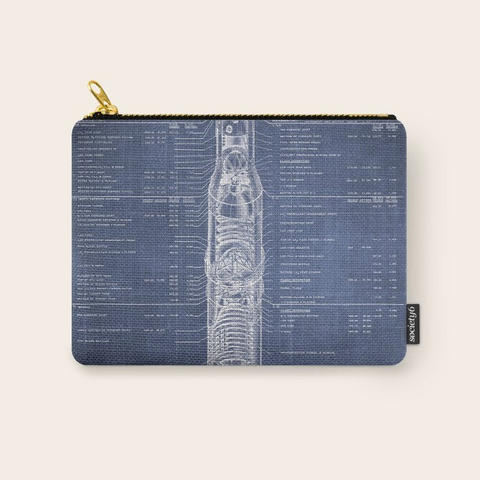 Apollo 11 Saturn V Blueprint in High Resolution (dark blue) Carry All Pouch Gallery Image 1