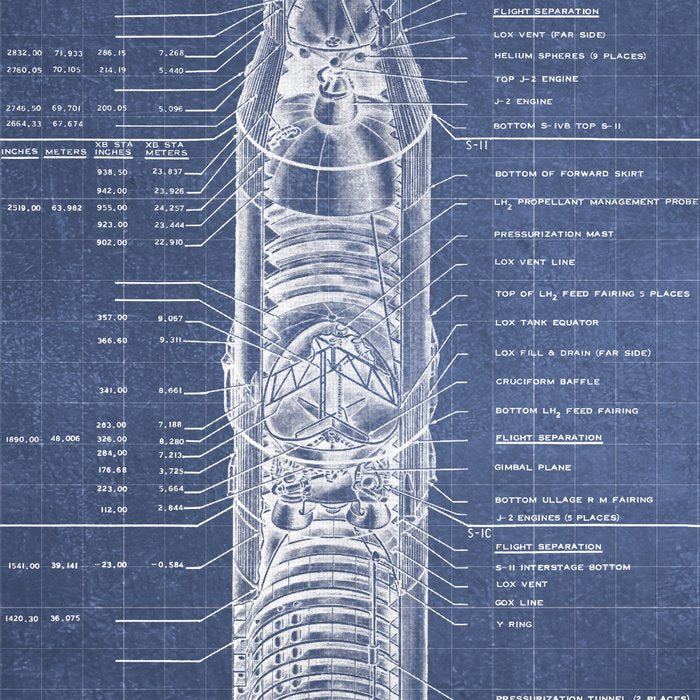 Apollo 11 Saturn V Blueprint in High Resolution (dark blue) Coffee Mug Gallery Image 2