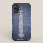 Apollo 11 Saturn V Blueprint in High Resolution (dark blue) iPhone Case Gallery Image 1